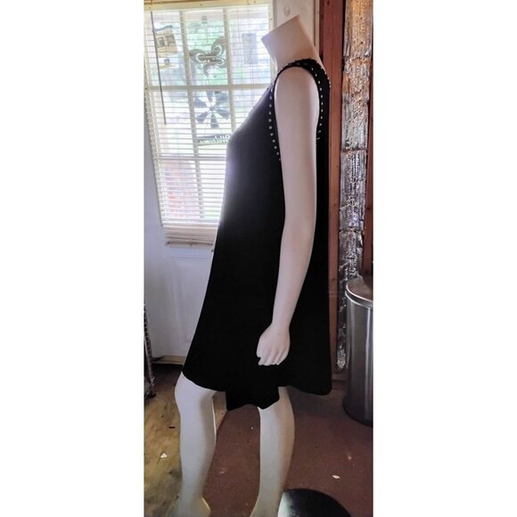 Premise Dresses Black Sleeveless Studded Scoop Neck Rayon Blend Dress PX Petite - Picture 4 of 6